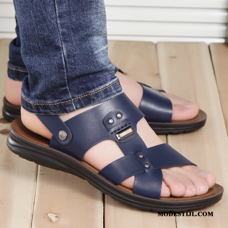 Heren Sandalen Kopen Casual Dikke Zool Mannen Sandaal Ademende Blauw Zandkleur