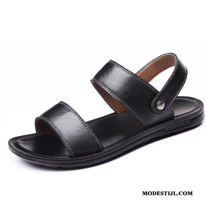 Heren Sandalen Kopen Leer Schoenen 2019 Casual Zachte Zolen Zandkleur Bruine