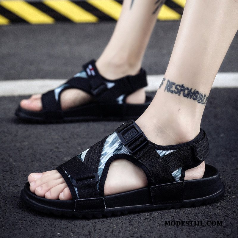 Heren Sandalen Kopen Mode Schoenen Trend Sandaal Bovenkleding Zandkleur Zwart