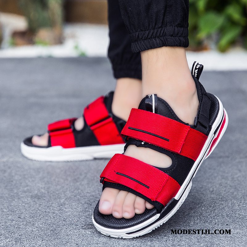 Heren Sandalen Kopen Pantoffels Zomer Bovenkleding Sandaal Trend Zandkleur Rood