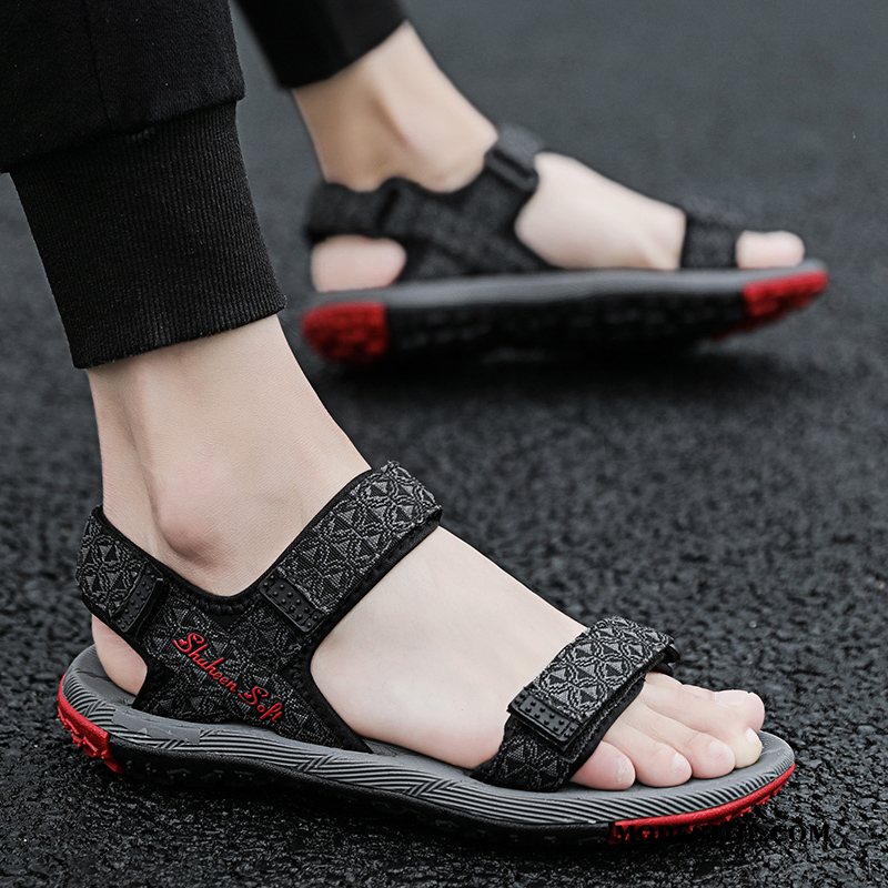 Heren Sandalen Online Mannen Zomer Tiener Antislip Sport Zandkleur Zwart