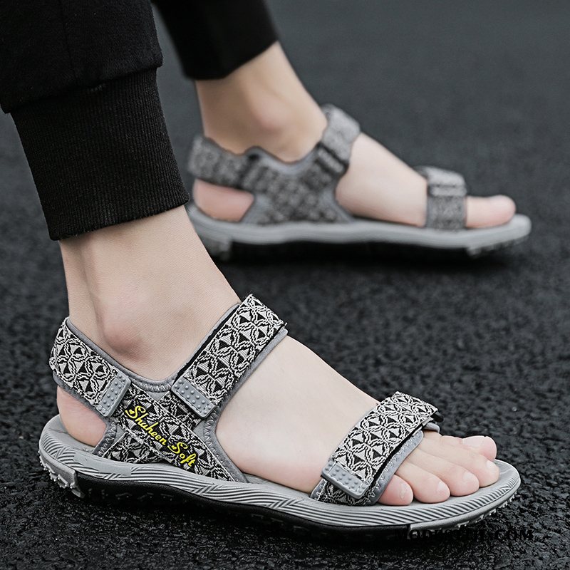 Heren Sandalen Online Mannen Zomer Tiener Antislip Sport Zandkleur Zwart