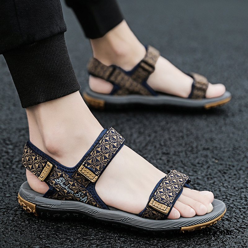 Heren Sandalen Online Mannen Zomer Tiener Antislip Sport Zandkleur Zwart