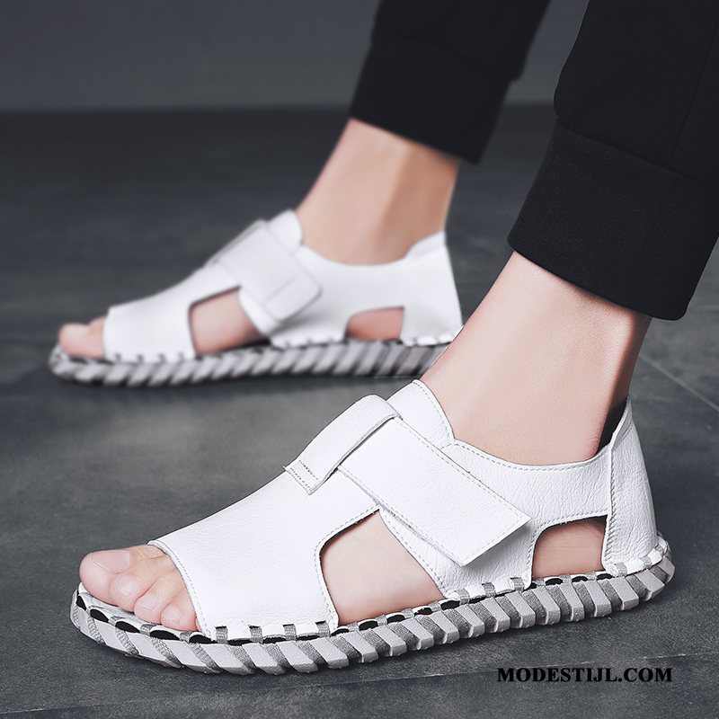 Heren Sandalen Sale Casual Zomer Open Teen Trend Rome Zandkleur Wit