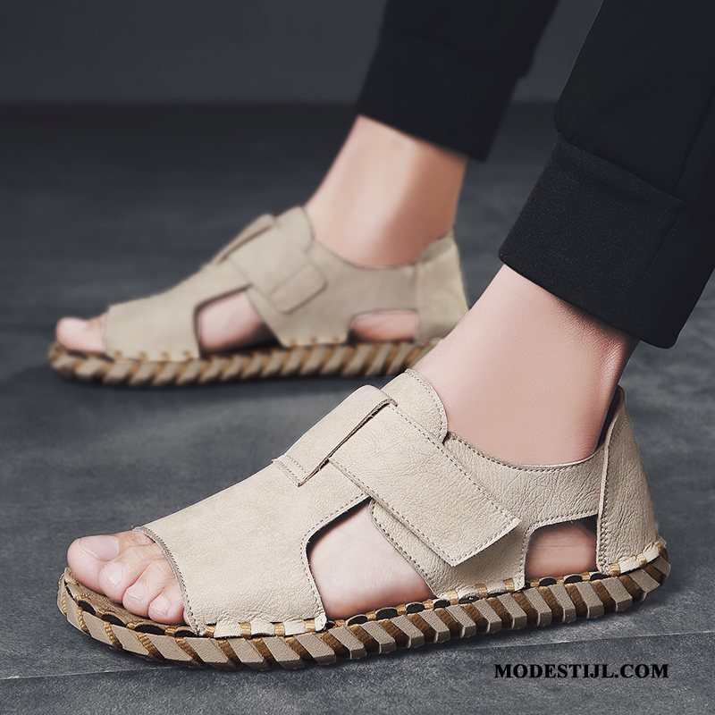 Heren Sandalen Sale Casual Zomer Open Teen Trend Rome Zandkleur Wit