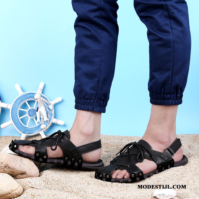 Heren Sandalen Sale Grote Maten Casual Mannen Schoenen Zomer Zandkleur Zwart