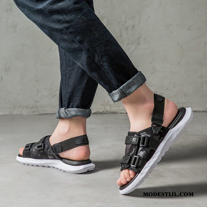 Heren Sandalen Sale Pantoffels Reis Casual Trend 2019 Zandkleur Zwart