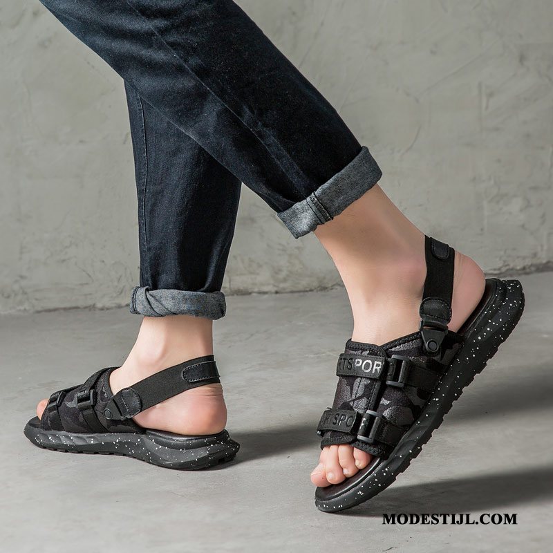 Heren Sandalen Sale Pantoffels Reis Casual Trend 2019 Zandkleur Zwart