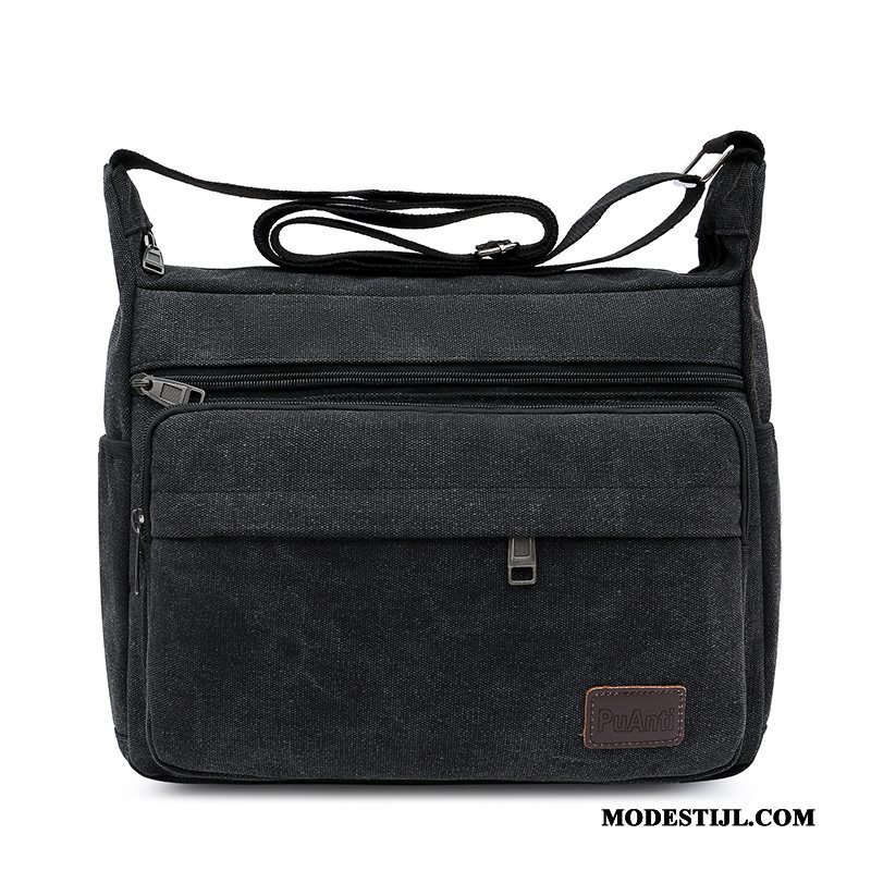 Heren Schoudertas Aanbiedingen Grote Capaciteit Outdoor Canvas Casual Eenvoudig Kaki