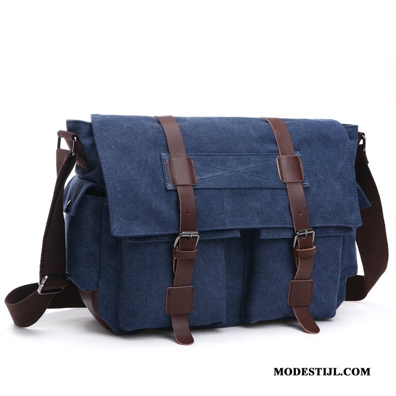 Heren Schoudertas Korting Rugzak Trend Canvas Verticaal Mannen Blauw