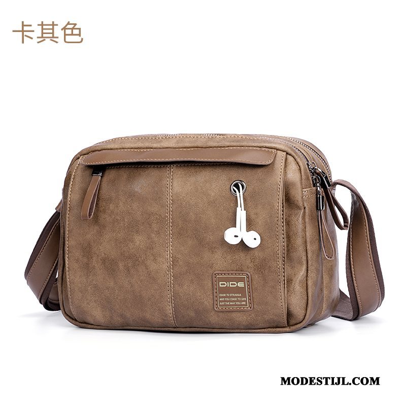 Heren Schoudertas Sale Casual Rugzak Messenger Tas Vintage Mode Kaki