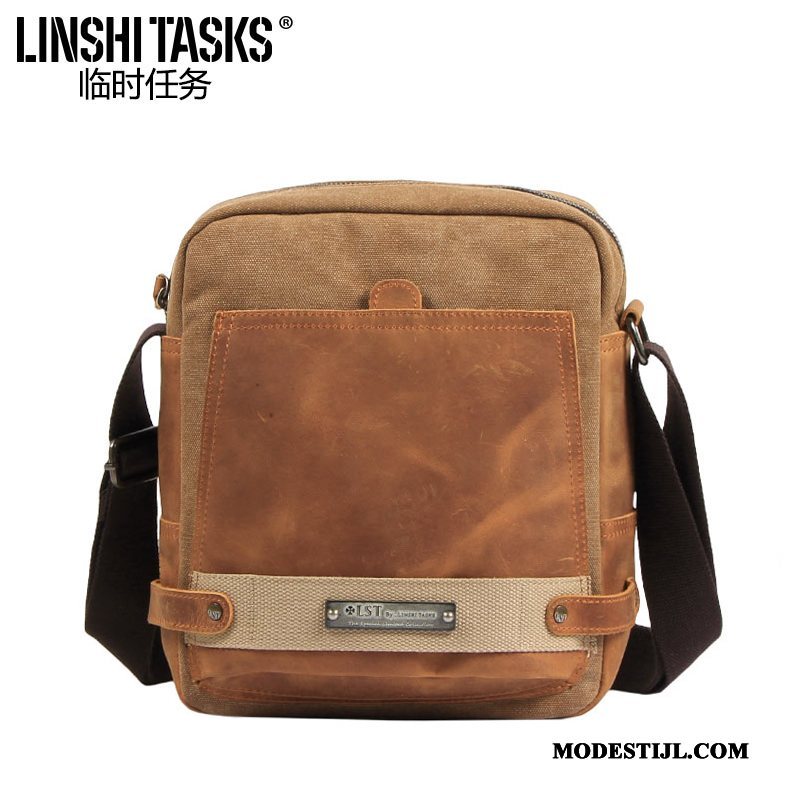 Heren Schoudertas Sale Mannen Trend Messenger Tas Canvas Casual Groen