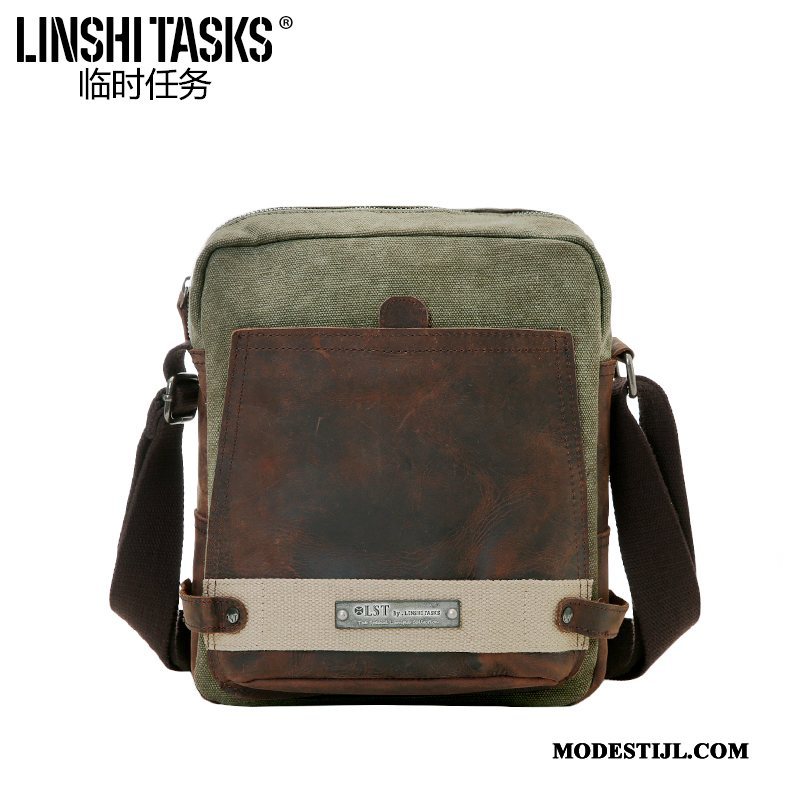 Heren Schoudertas Sale Mannen Trend Messenger Tas Canvas Casual Groen