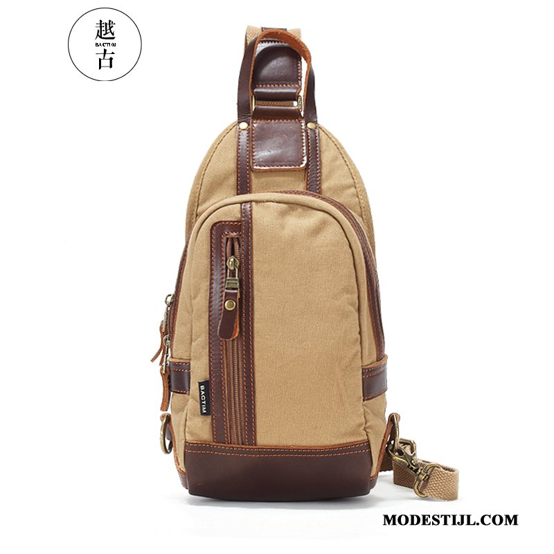 Heren Schoudertas Sale Vintage Sport Borst Tas Mannen Messenger Tas Zwart