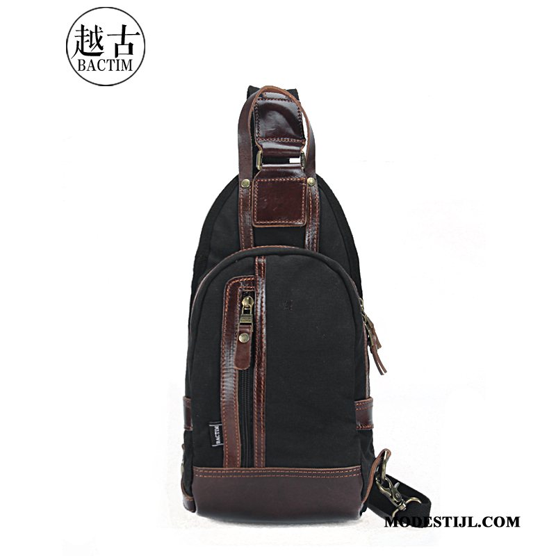 Heren Schoudertas Sale Vintage Sport Borst Tas Mannen Messenger Tas Zwart