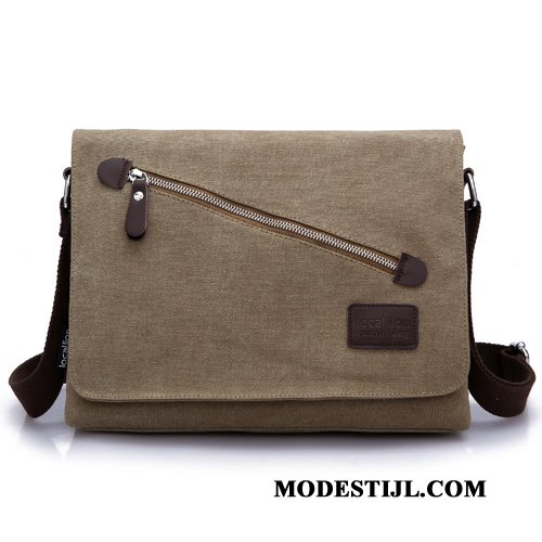 Heren Schoudertas Winkel Mannen Messenger Tas Schooltas Canvas Casual Legergroene