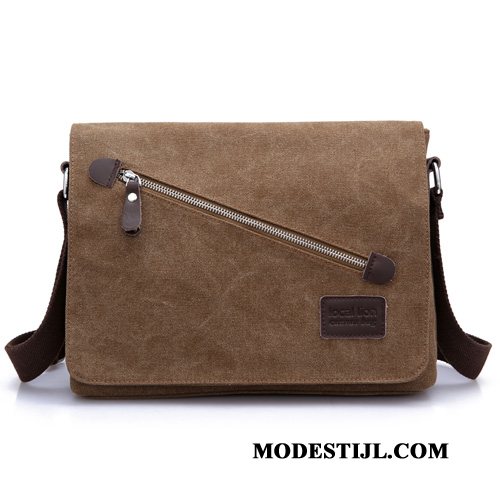 Heren Schoudertas Winkel Mannen Messenger Tas Schooltas Canvas Casual Legergroene