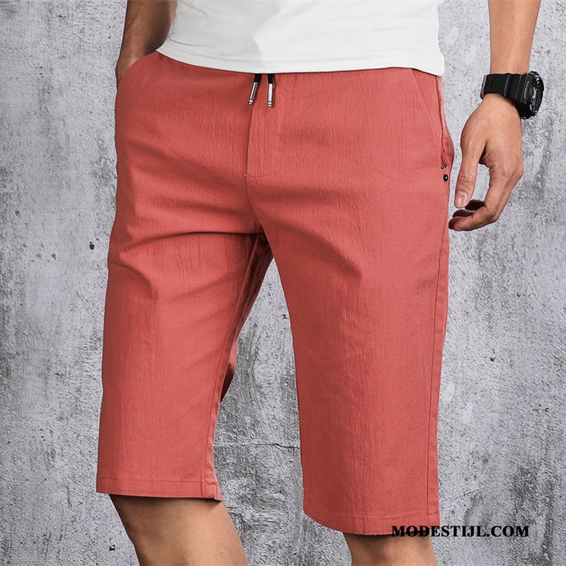 Heren Shorts Aanbiedingen Broek Katoen Elastiek Trend Zomer Rood