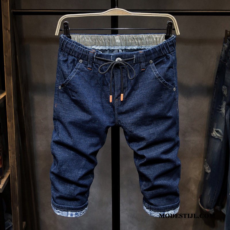 Heren Shorts Goedkoop Mannen Elastiek Korte Broek Spijkerbroek Jeans Dunne Blauw