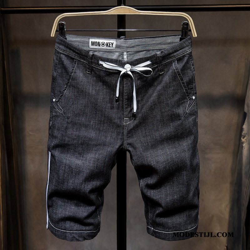 Heren Shorts Goedkoop Mannen Elastiek Korte Broek Spijkerbroek Jeans Dunne Blauw