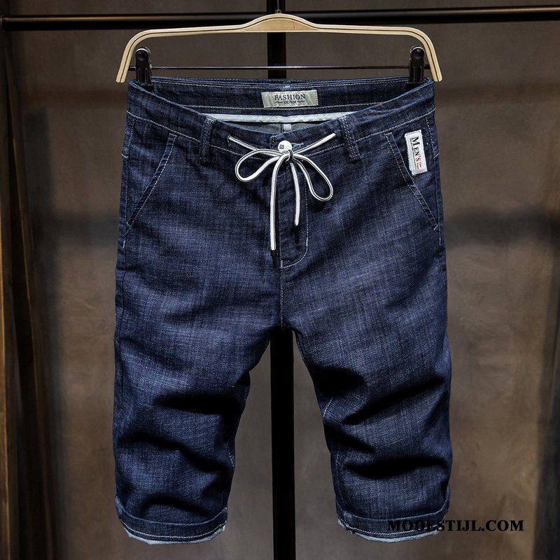 Heren Shorts Goedkoop Mannen Elastiek Korte Broek Spijkerbroek Jeans Dunne Blauw