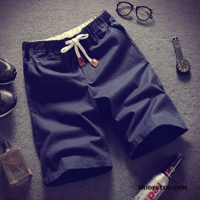 Heren Shorts Goedkoop Slim Fit Casual Sport Trend Korte Broek Fluorescentie Effen Kleur Zandkleur Groen
