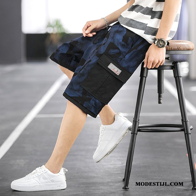 Heren Shorts Kopen Casual Korte Broek Spijkerbroek Jeans Zomer Rechtdoor Camouflage Blauw