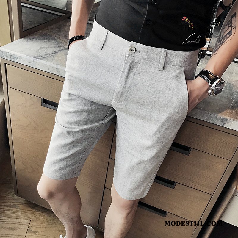 Heren Shorts Kopen Eenvoudige Broek Dunne Rechtdoor Korte Broek Lichtblauw Effen Kleur