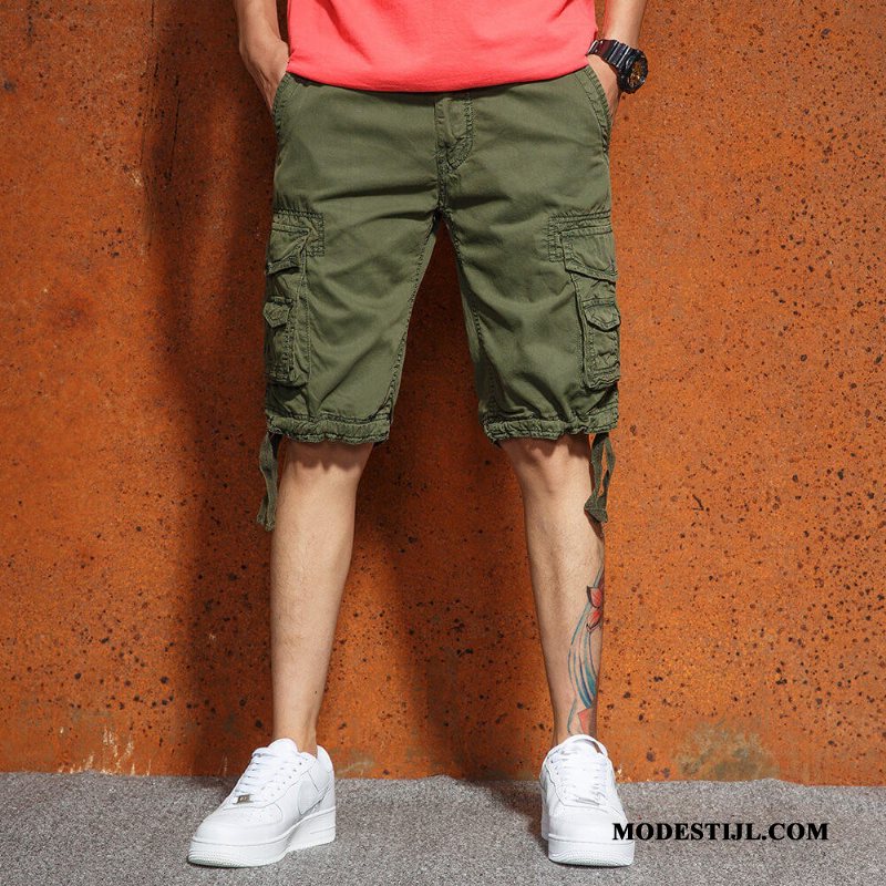 Heren Shorts Kopen Losse Casual Rechtdoor Korte Broek Cargo Zwart Groen