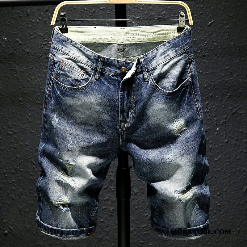 Heren Shorts Kopen Mannen Korte Broek Gaten Denim Zomer Blauw Licht