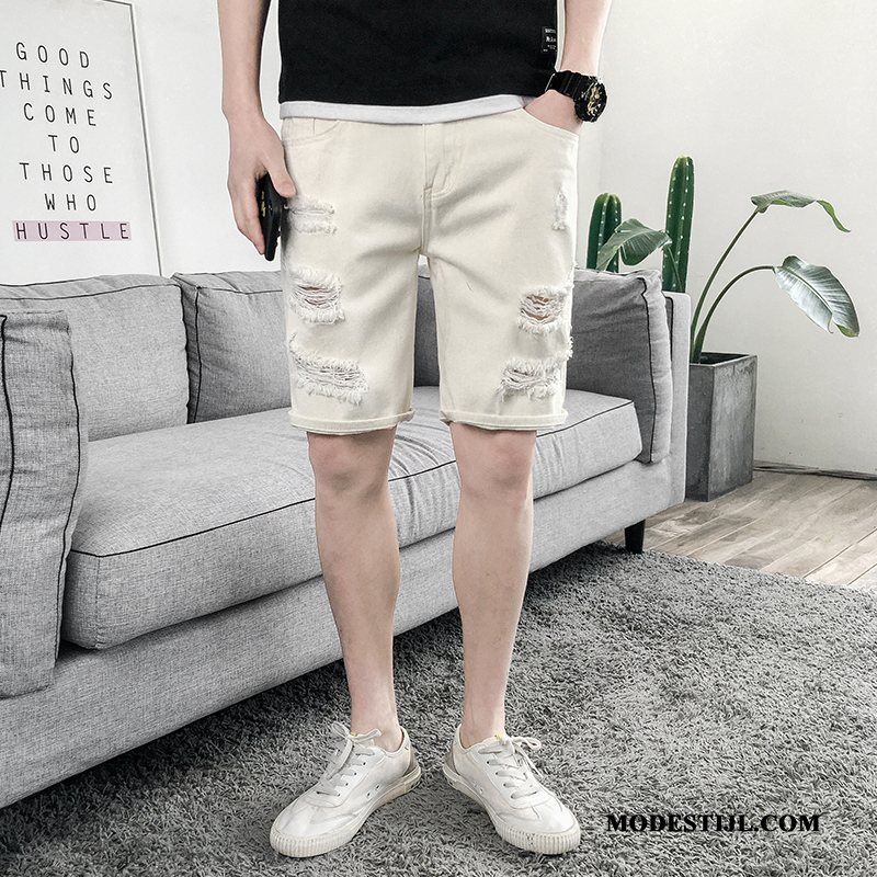 Heren Shorts Korting Mannen Zomer Korte Broek Losse Gaten Kaki Grijs