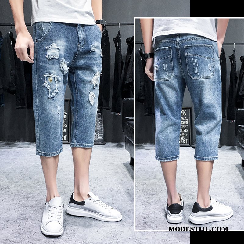 Heren Shorts Online Slim Fit Student Broek Capri Broek Trend Zwart