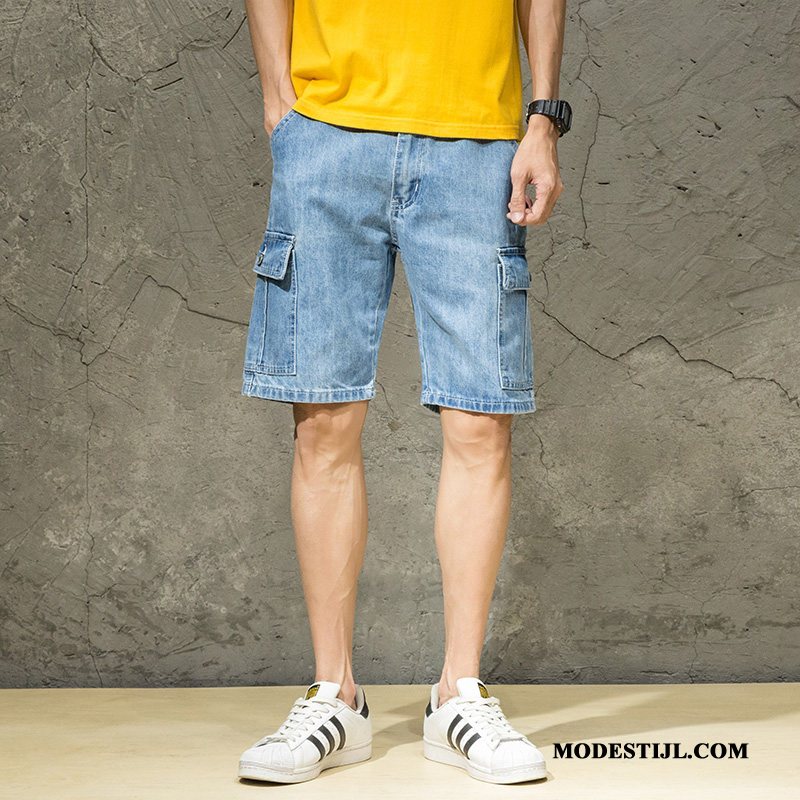 Heren Shorts Sale Denim Cargo Broek Zomer Casual Korte Broek Zwart Licht