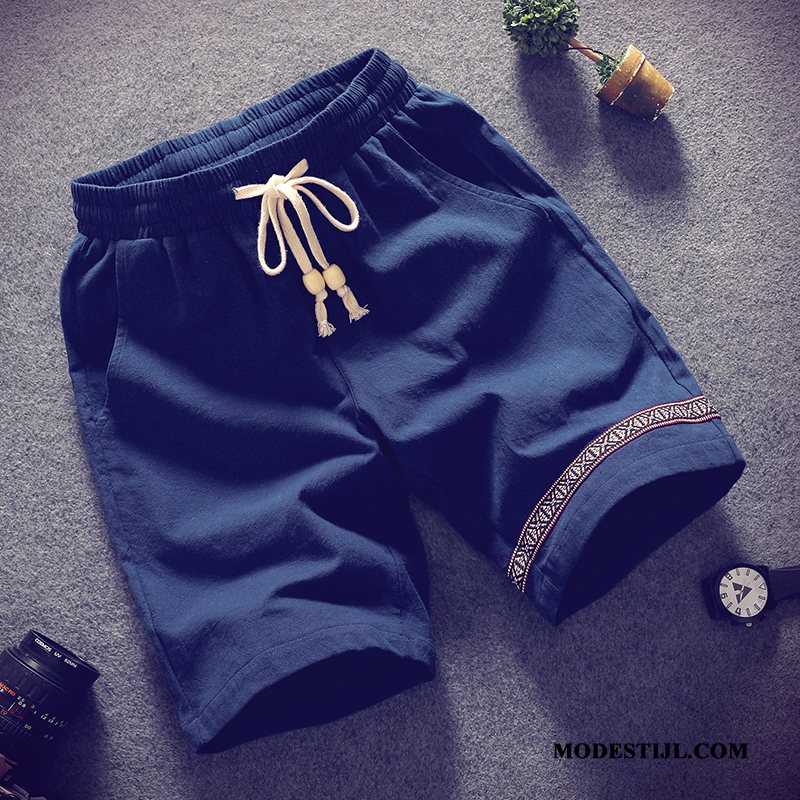 Heren Shorts Sale Losse Grote Maten Jeugd Dunne Casual Donkerblauw Zandkleur