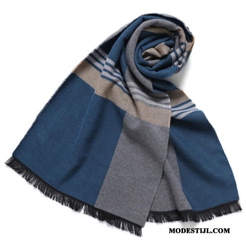 Heren Sjaals Goedkoop Winter Casual High End Persoonlijkheid Driedimensionaal Blauw