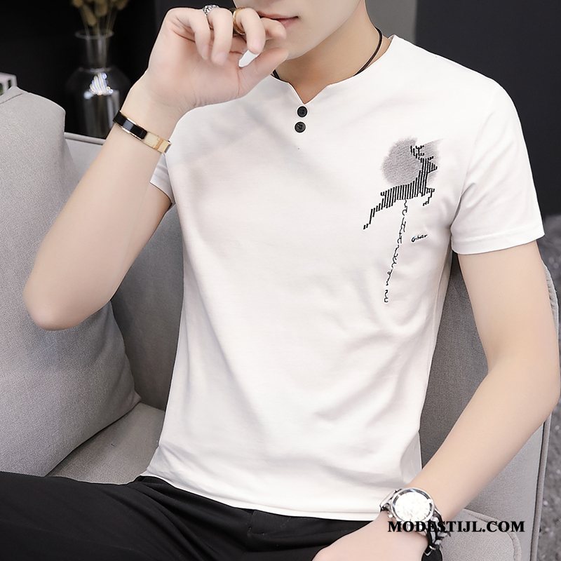 Heren T-shirts Goedkoop Zomer Nieuw Korte Mouw Onderhemd Trend Roze Wit
