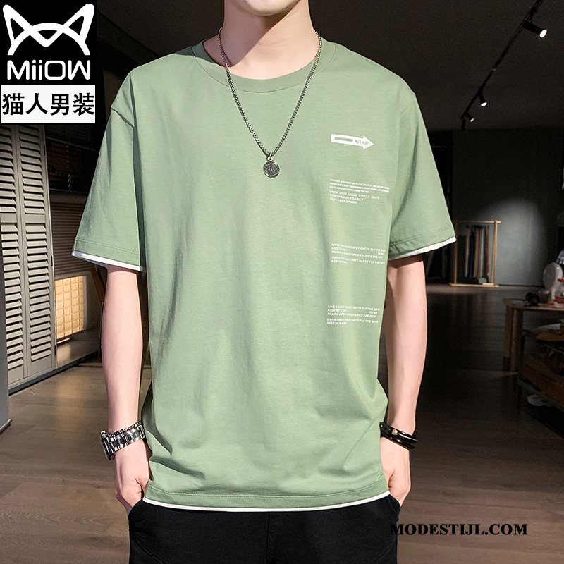Heren T-shirts Kopen Nieuw Korte Mouw Zomer Halve Mouw Ijszijde Groen