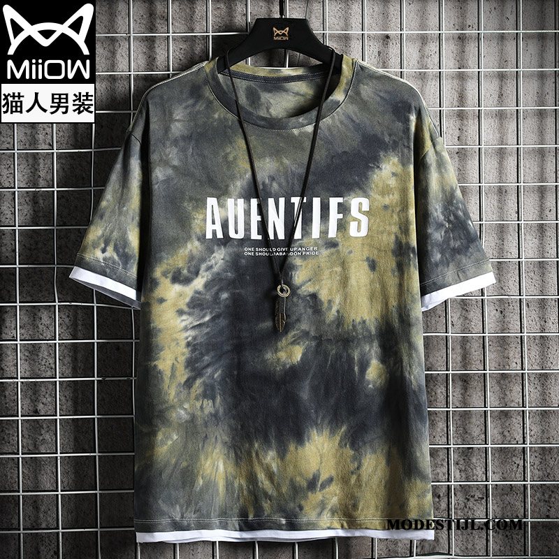 Heren T-shirts Kopen Trend Halve Mouw Zomer Mannen Trendy Merk Camouflage Groen