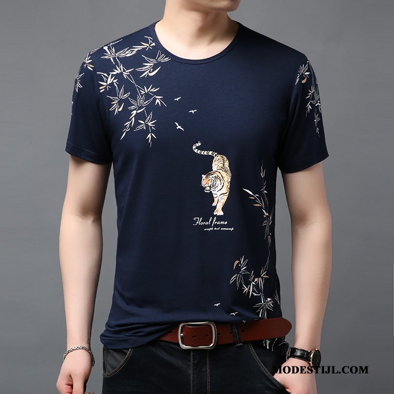 Heren T-shirts Korting Trendy Merk Mannen Ronde Hals Zomer Bedrukken Zwart