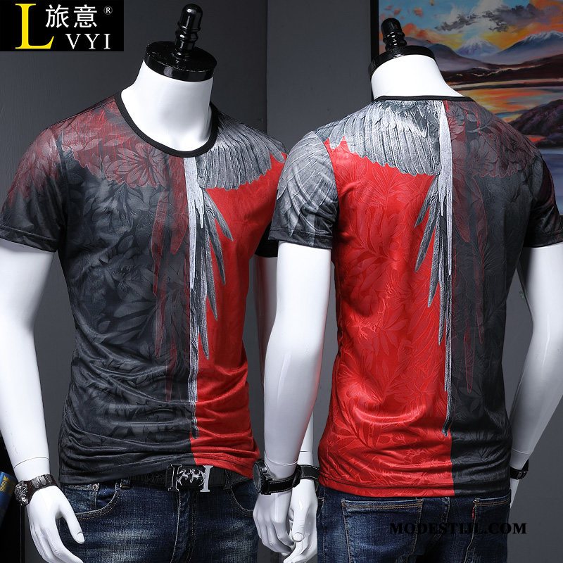 Heren T-shirts Online Vleugel Verbinding Patroon Persoonlijk Bedrukken Rood