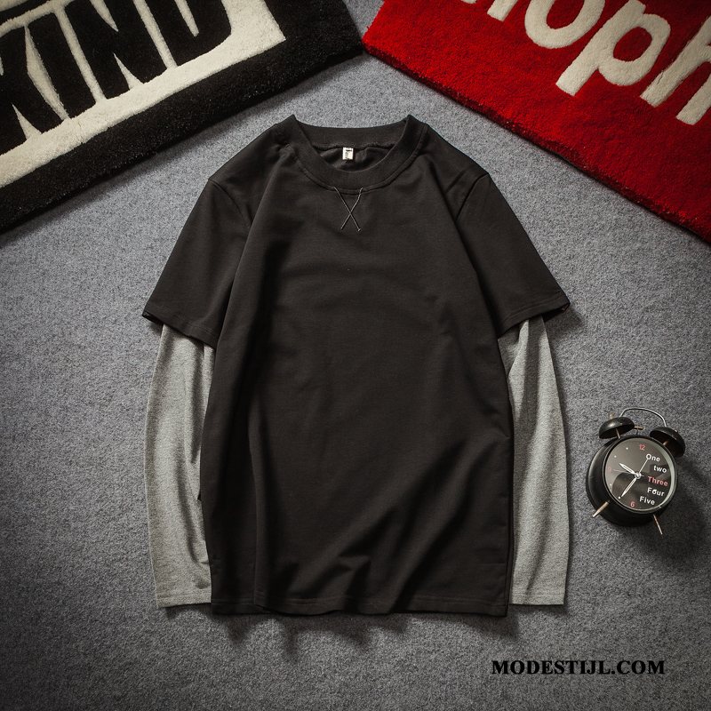 Heren T-shirts Winkel Pullover Trendy Merk Lange Mouwen Onderhemd Jeugd Zwart