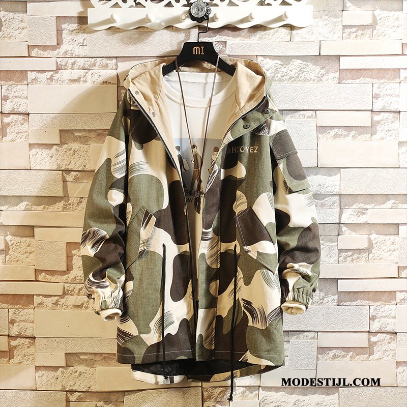 Heren Trenchcoat Online Lang Groot Jas Jasje Vet Camouflage