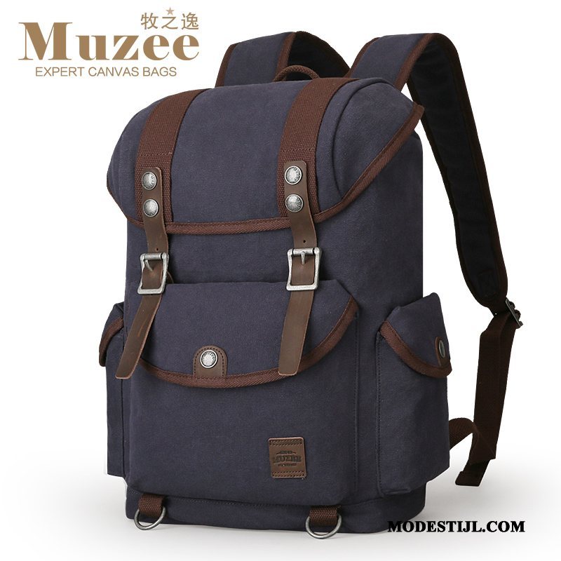 Heren Wandelrugzak Goedkoop Mode Trend Schooltas Casual Canvas Bruine