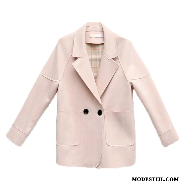 Dames Blazer Kopen Pak Herfst Kort Vrouwen Casual Roze