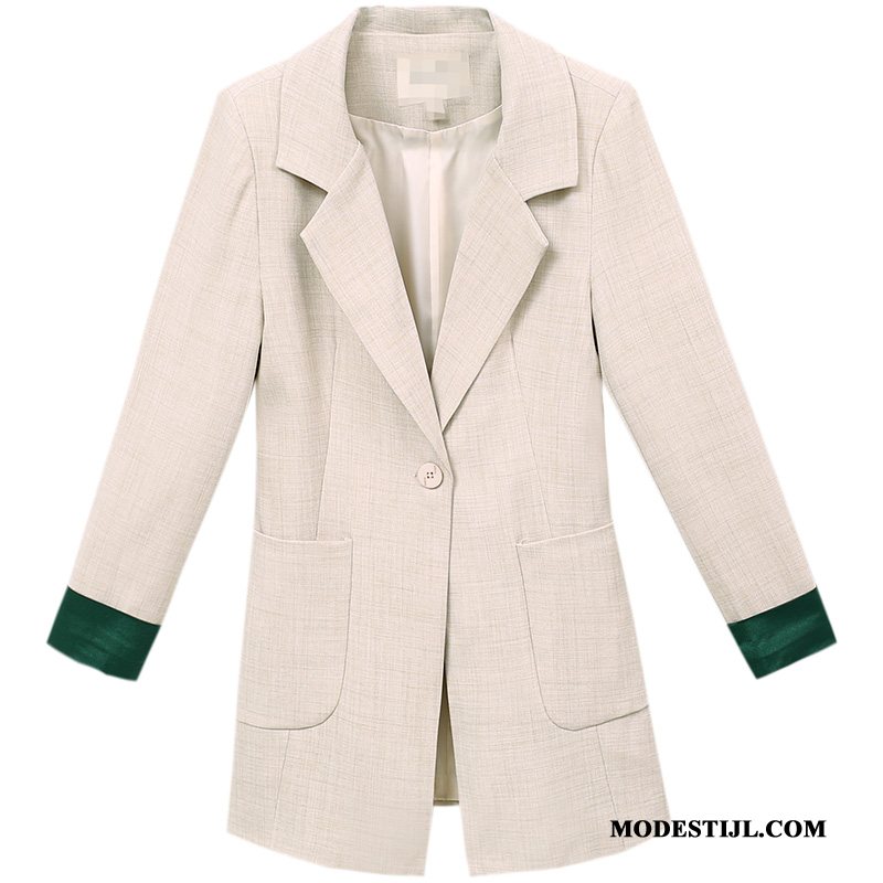 Dames Blazer Korting Mini Jasje Vrouwen Pak Herfst Abrikoos Kleur