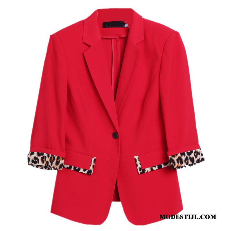 Dames Blazer Online Jasje Halve Mouw Werk Mini Pak Jasje Rood