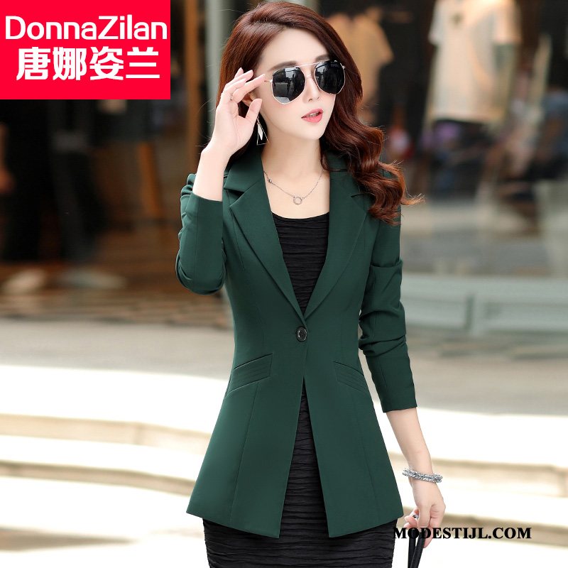 Dames Blazer Online Trend Lang Vrouwen Voorjaar Dunne Wit Groen