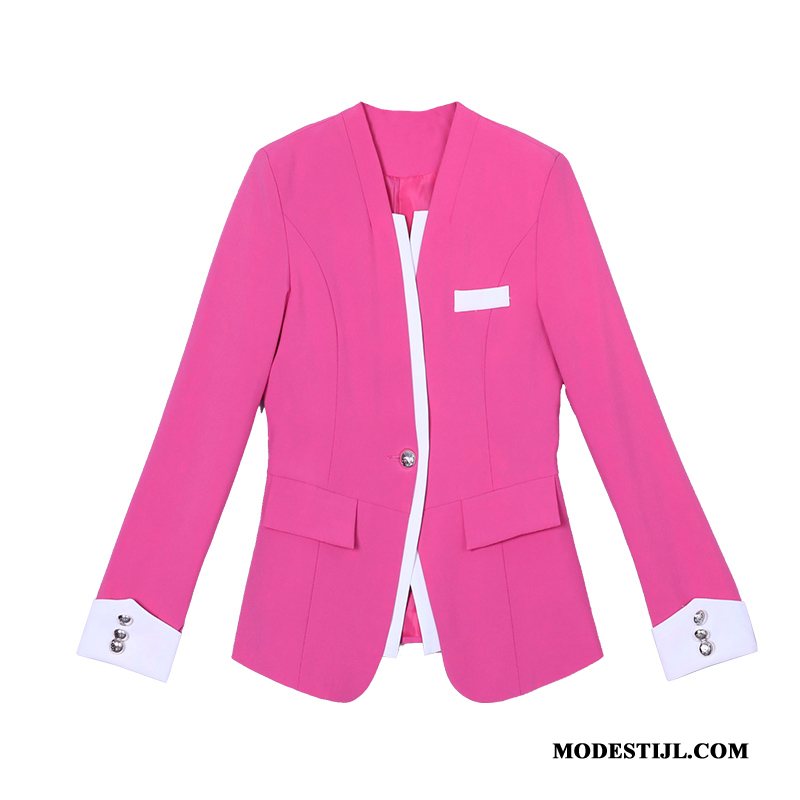 Dames Blazer Sale Vrouwen Casual Pak Jasje Vet Nieuw Roze Rood