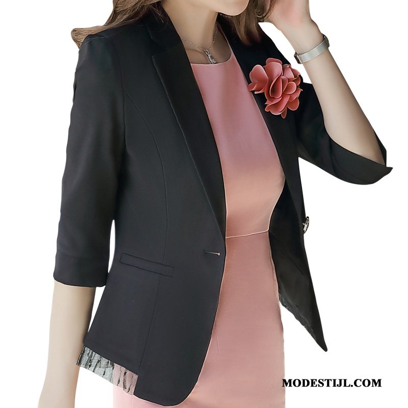 Dames Blazer Sale Zomer Jas Mouw Pak 2019 Zwart