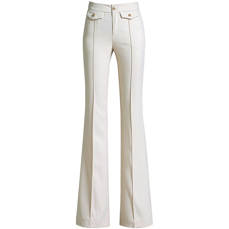 Dames Broeken Winkel Nieuw Casual Flare Broek 2019 Voorjaar Wit Beige